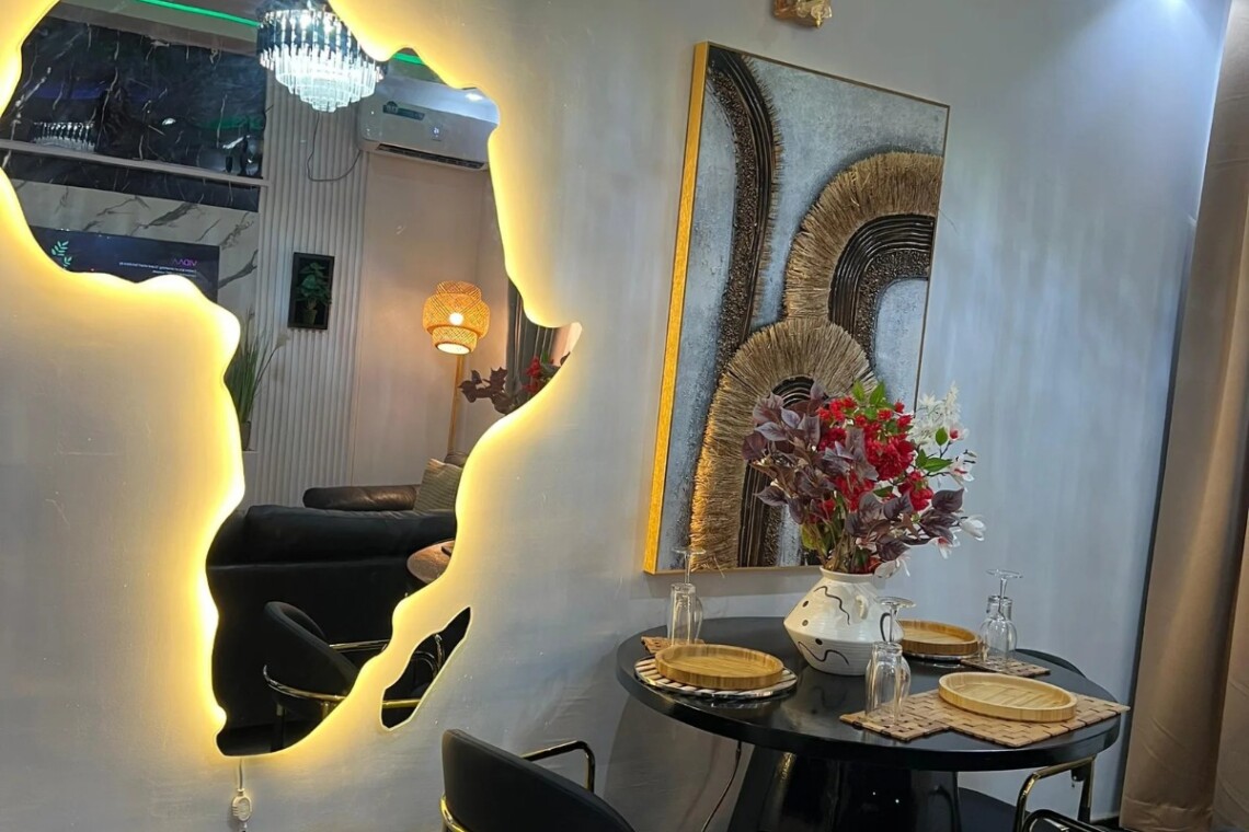 african map mirror with led lights